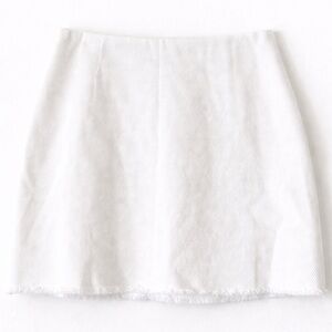 Urban‎ Outfitters White Textured Mini Skirt Size S Frayed Hem